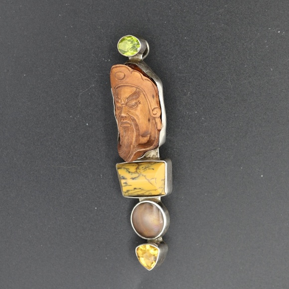 Rare vintage Amy Kahn Russell AKR sterling silver carved  Vintage Amy Kahn Russell Pin/Pendant AKR silver
